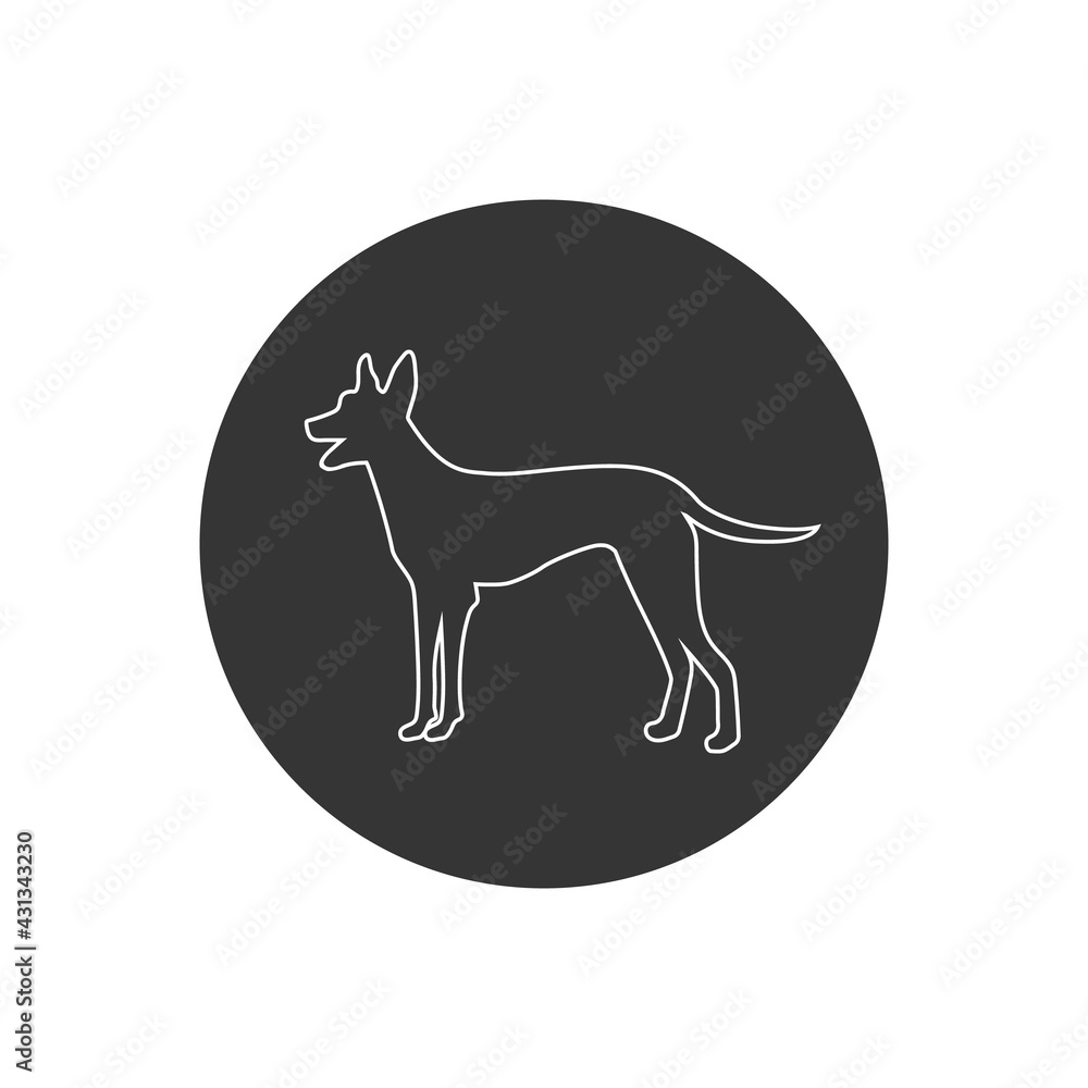 Dog line icon on white. Vector
