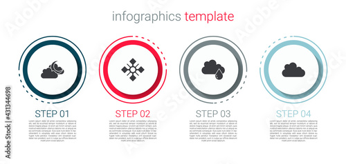 Set Cloud with moon, Snowflake, rain and . Business infographic template. Vector