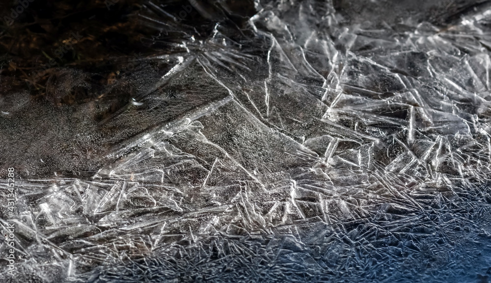 Ice Crystals close-up in Spring (Background, Banner, Wallpaper)