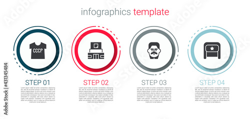 Set USSR t-shirt, Mausoleum of Lenin, Joseph Stalin and Ushanka. Business infographic template. Vector