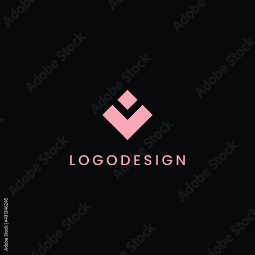 M Negative Space Letter Logo in Diamond Shape EPS Vector