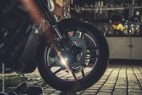 Modern Motorcycle Inside Residential Garage