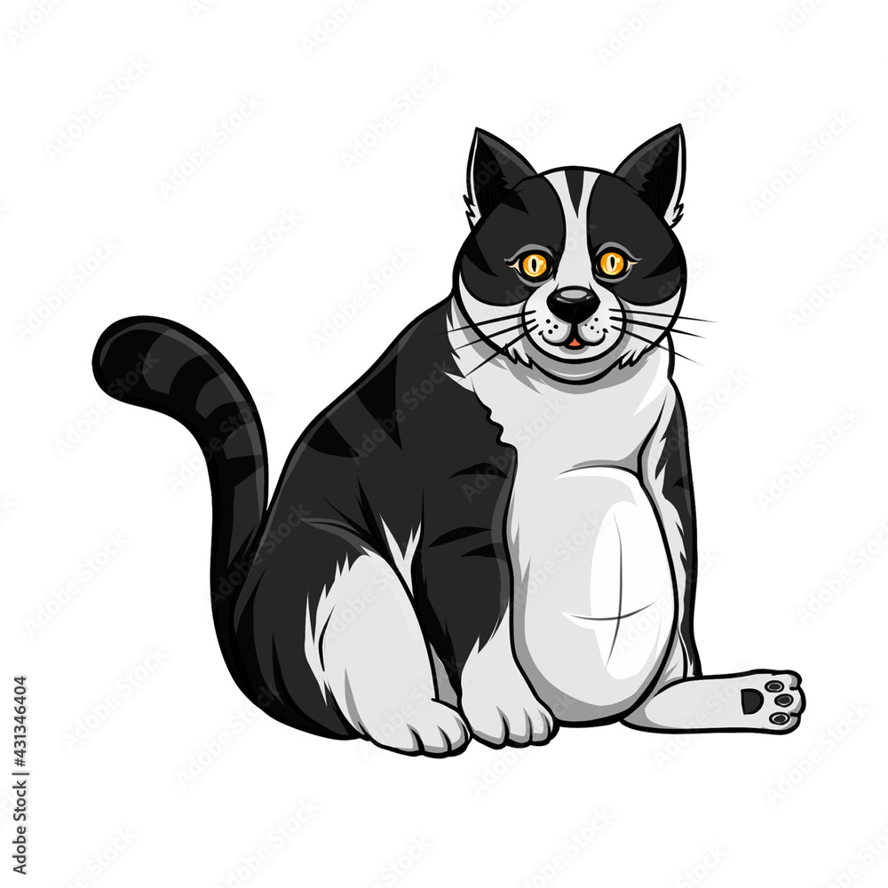 Fototapeta premium black cat cartoon