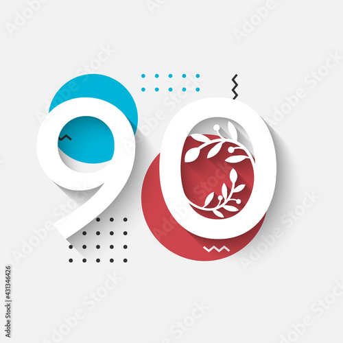 90 Years Anniversary Celebration Illustration Template Design