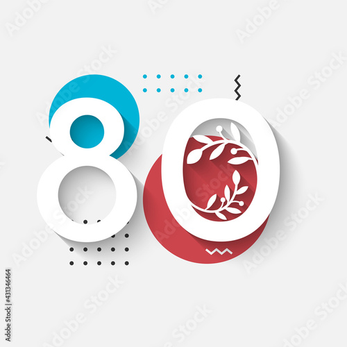 80 Years Anniversary Celebration Illustration Template Design