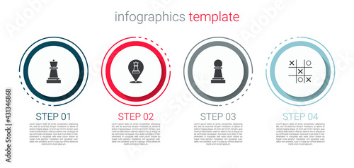 Set Chess, , and Tic tac toe game. Business infographic template. Vector