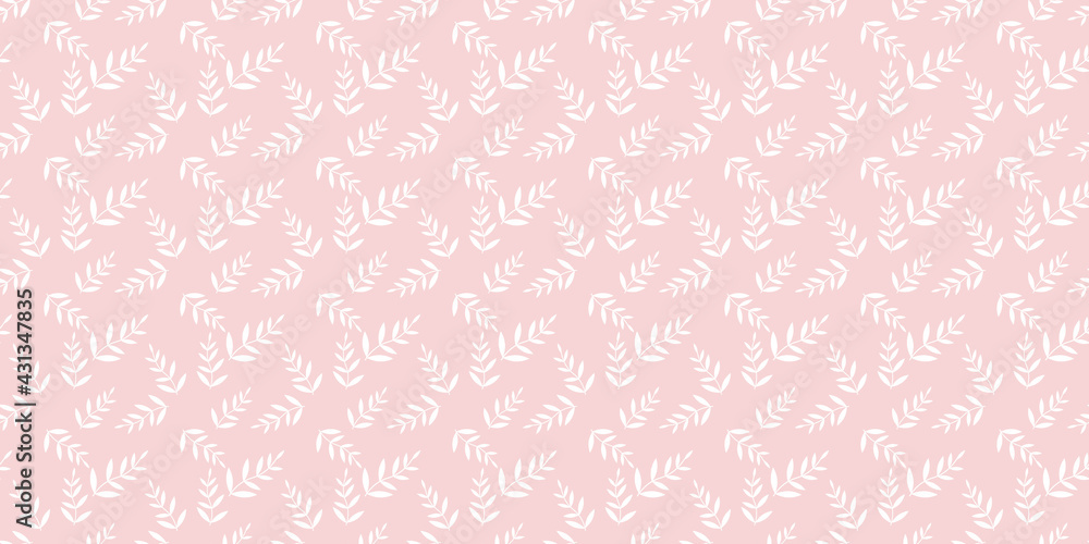 Pastel pink leaf seamless pattern vector background