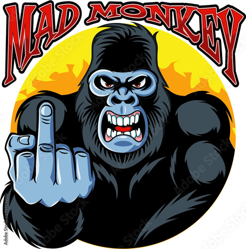 angry gorilla showing middle finger