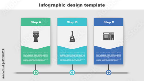 Set Drum, Balalaika and Music synthesizer. Business infographic template. Vector