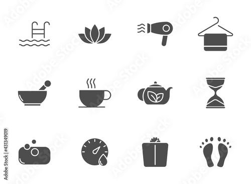 spa and sauna silhouette vector icons isolated on white. spa and sauna icon set for web, mobile apps, ui design and print