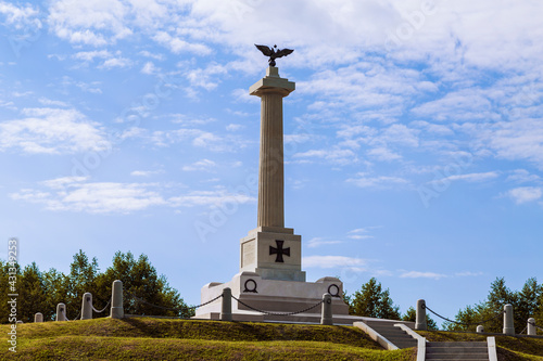 Russia, Moscow region, Mozhaisk district, Borodino field, Monument to the Life Guards the Jaeger Regiment and the sailors of the Guards crew.