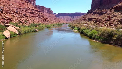 Aerial view over the Colorado River in Utah photo