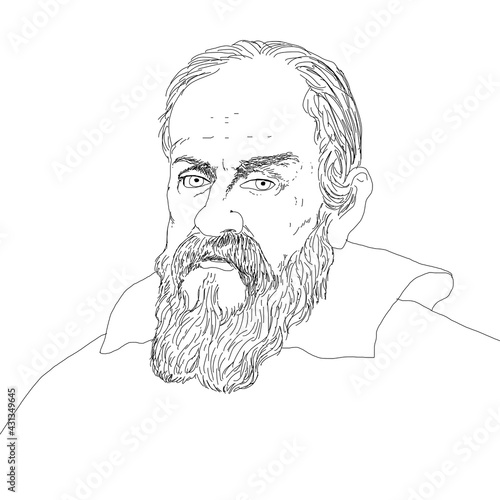 Realistic illustration of the Italian astronomer Galileo Galilei photo