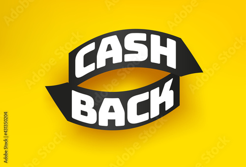 Cash back yellow vector banner with arrows
