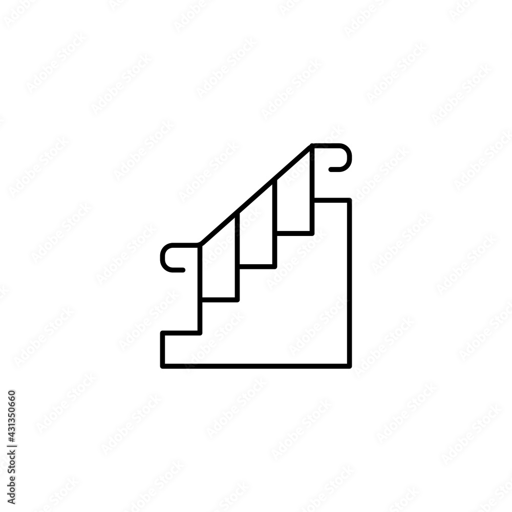 Ladder stair, staircase icon in flat black line style, isolated on white background Ladder stair, staircase icon in flat black line style, isolated on white background