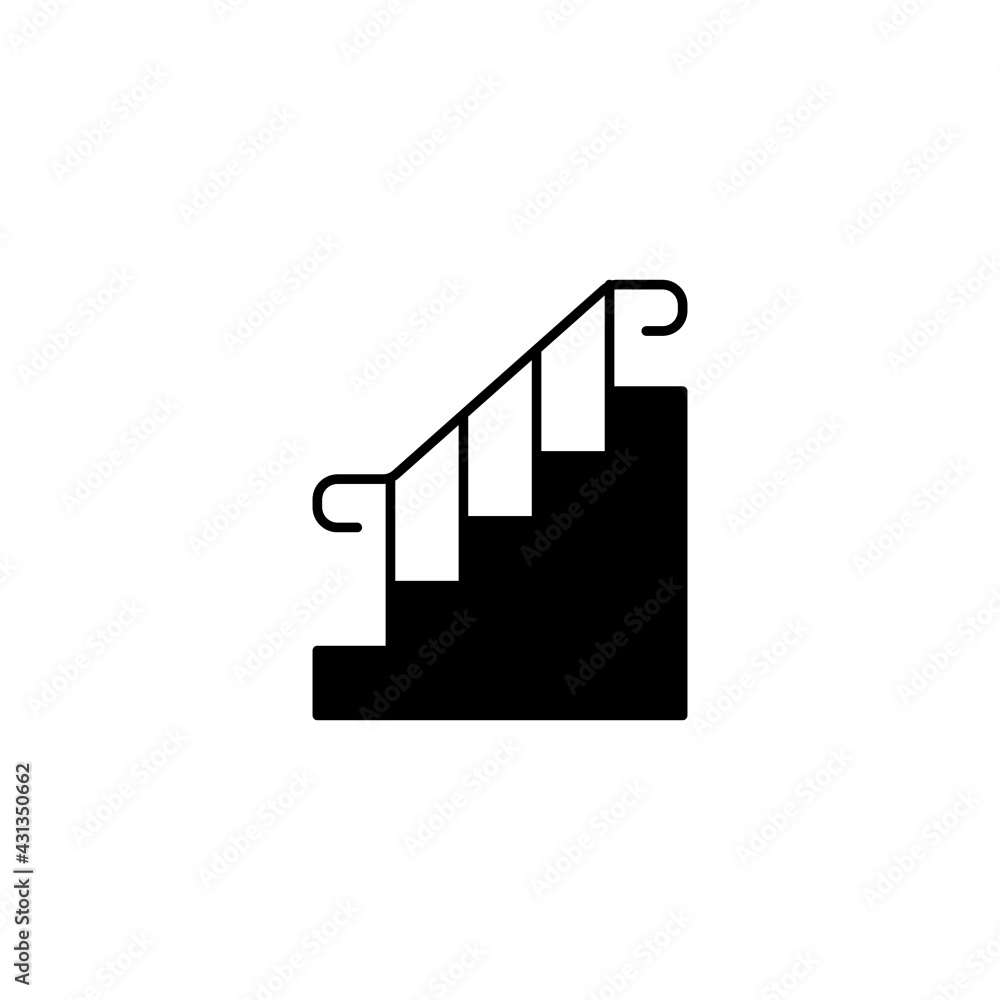 Ladder stair, staircase icon in solid black flat shape glyph icon, isolated on white background Ladder stair, staircase icon in solid black flat shape glyph icon, isolated on white background