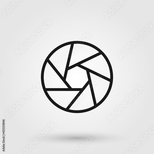 Camera objective icon. Camera shutter symbol. Photography concept for websites, apps and UI design.