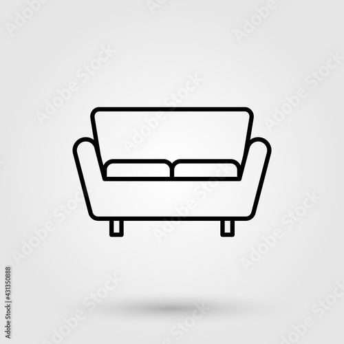 Sofa vector illustration in line design style. Soft sofa icon. Comfortable couch, interior furniture concept. photo