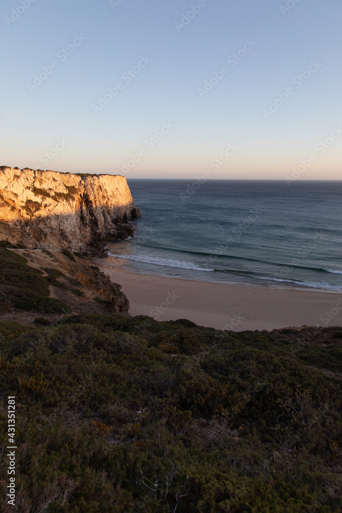 beach coastline sunset rocks portugal