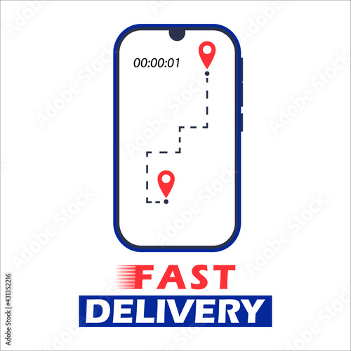 Super fast delivery. In-App Delivery Tracking. Light background. Vector.