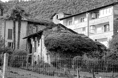 old houses in lavena ponte tresa on lake lugano in lombardia  photo