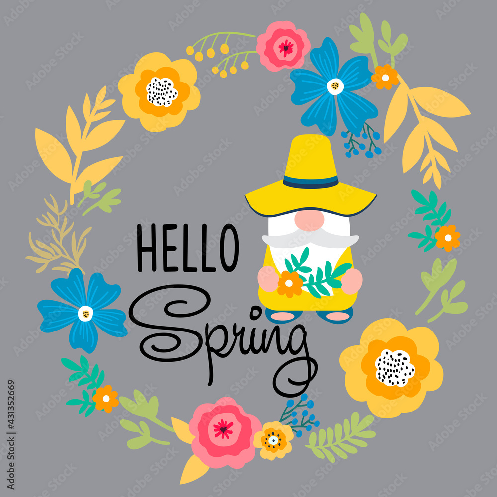 Spring decoration with flowers. Vector art illustration