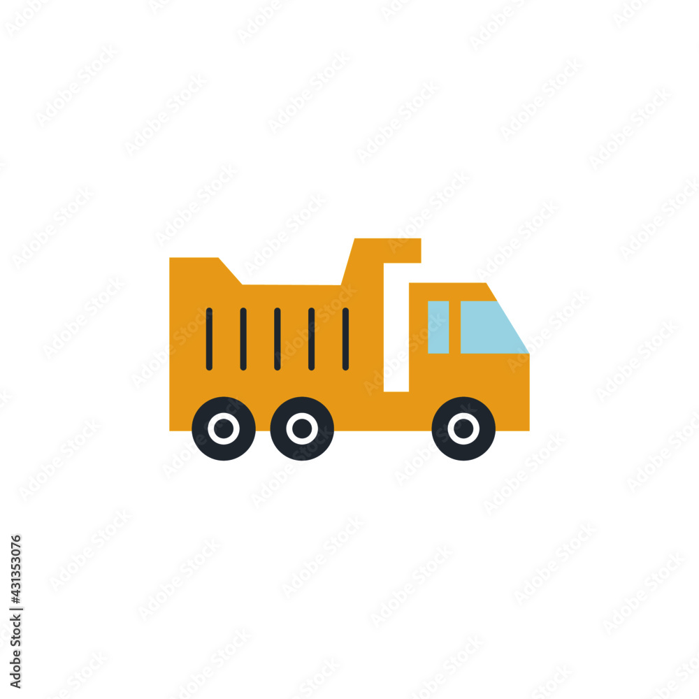 Construction dump Truck vehicle icon in color icon, isolated on white background 