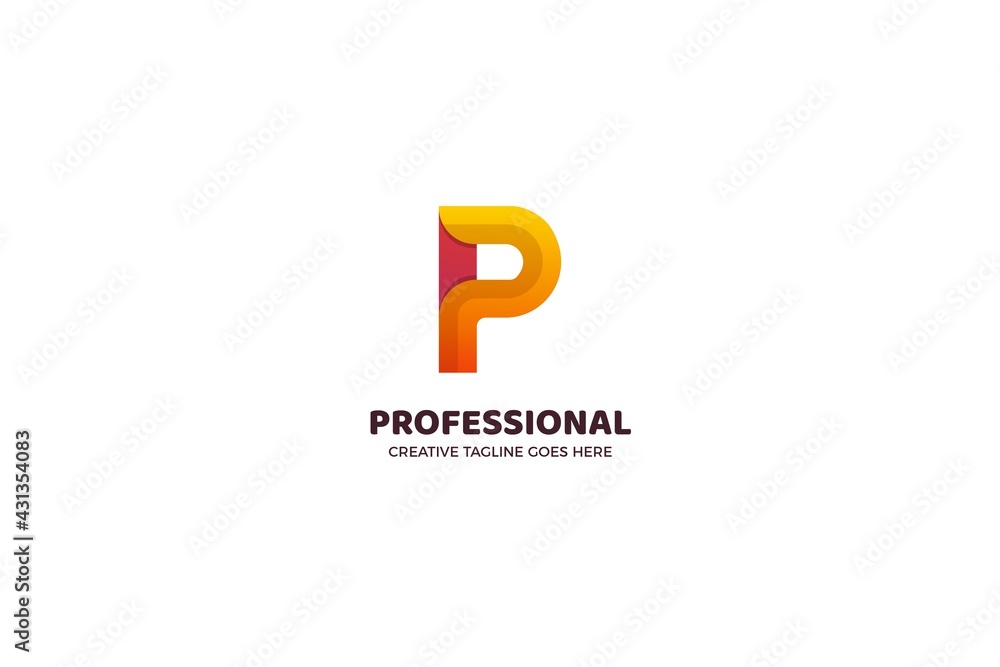 Modern Letter P Gradient Color Logo Template Modern Letter P Gradient Color Logo Template