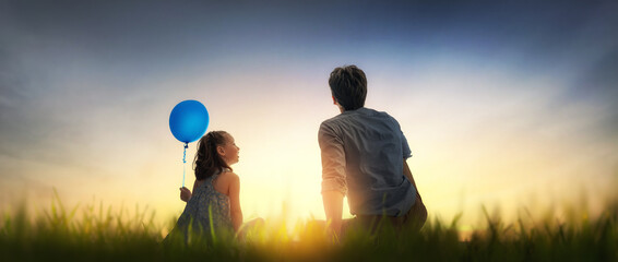 Father and his daughter outdoors