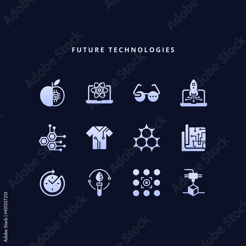 Future innovative technologies icons