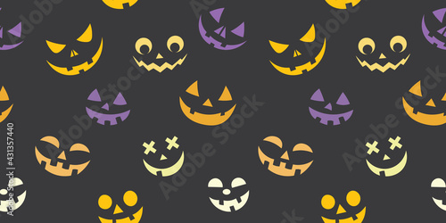 Halloween pumpkin smiles seamless repeat pattern vector background © Kati Moth