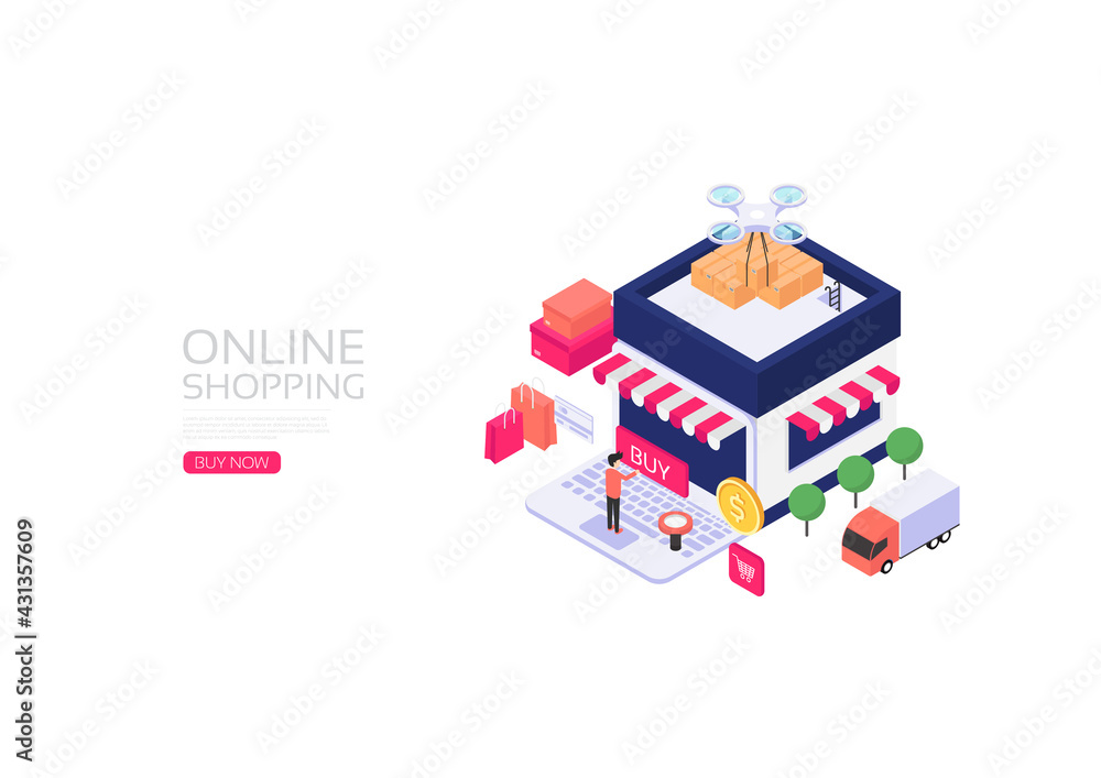 Isometric online shopping, online delivery service