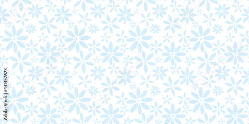 Blue and white flora seamless repeat pattern vector background