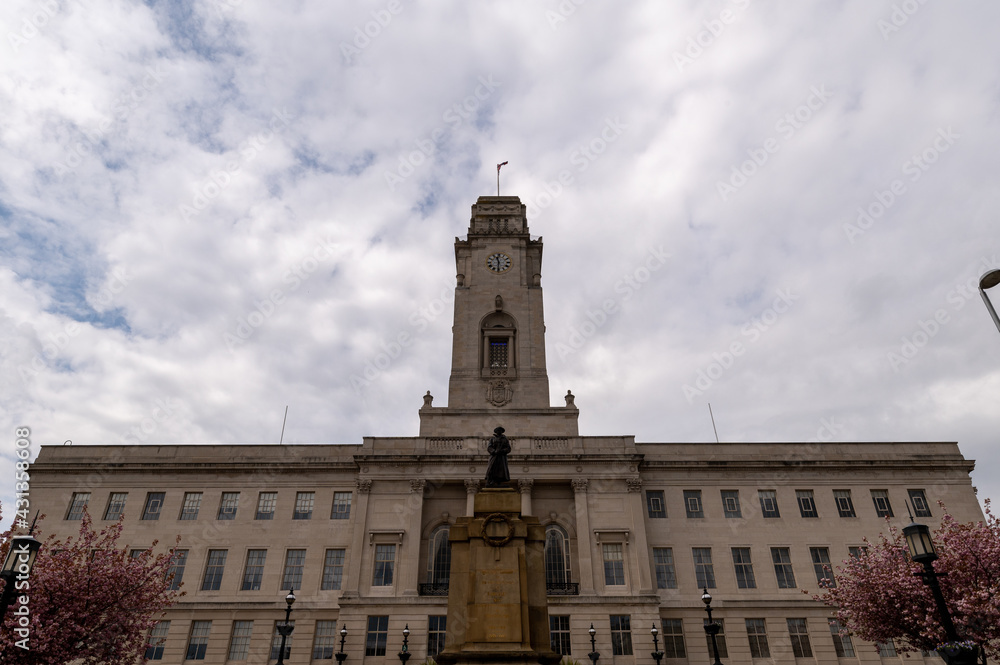 Front view of Barnsley Town Hall, South Yorkshire, UK