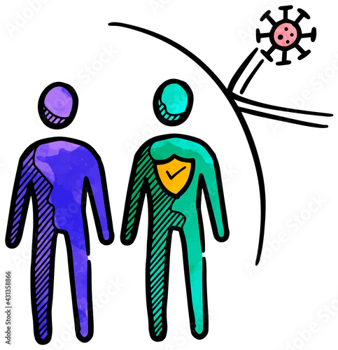 Hand drawn herd immunity concept icon watercolor vector illustration