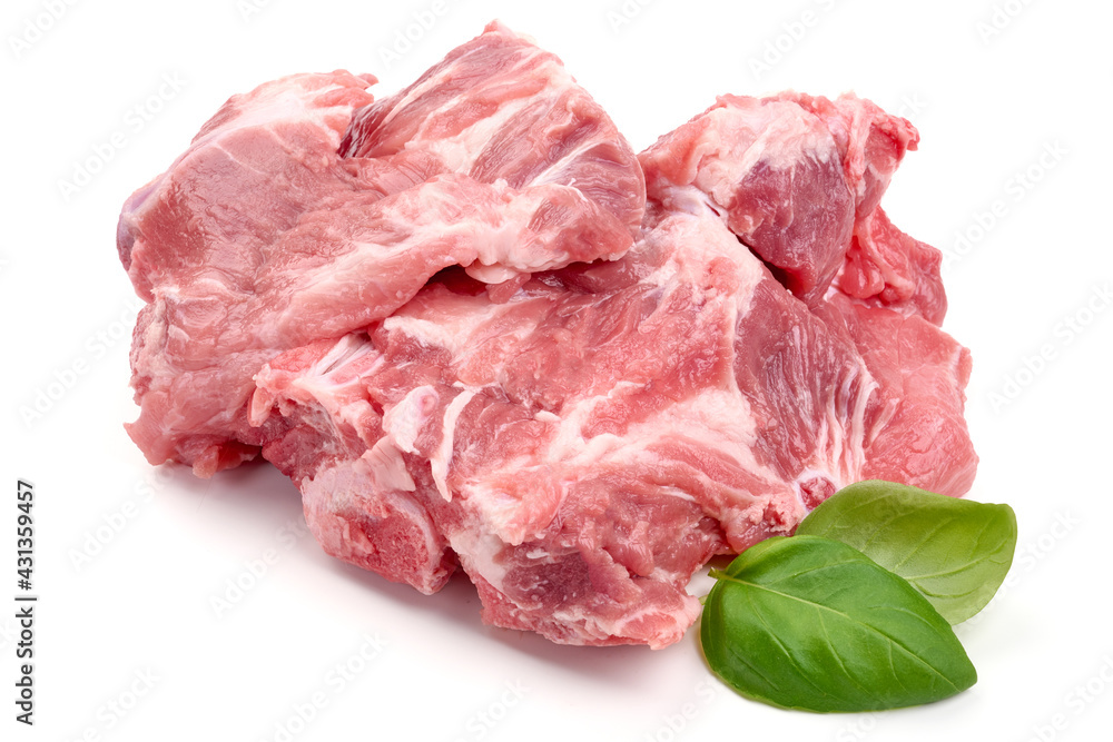Raw pork meat, isolated on white background. High resolution image Raw pork meat, isolated on white background. High resolution image
