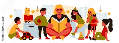 Nanny Reading Book Composition
