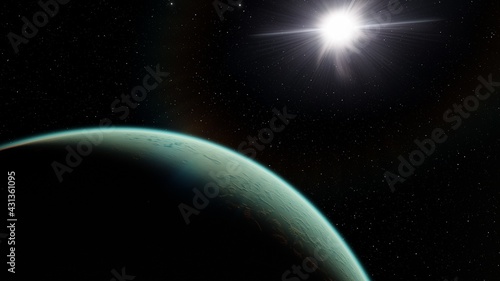 Planet and stars, beauty of deep space