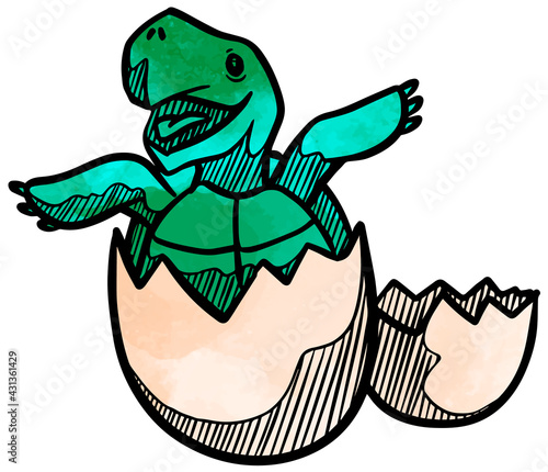 Tortoise hatching icon  style watercolor vector illustration