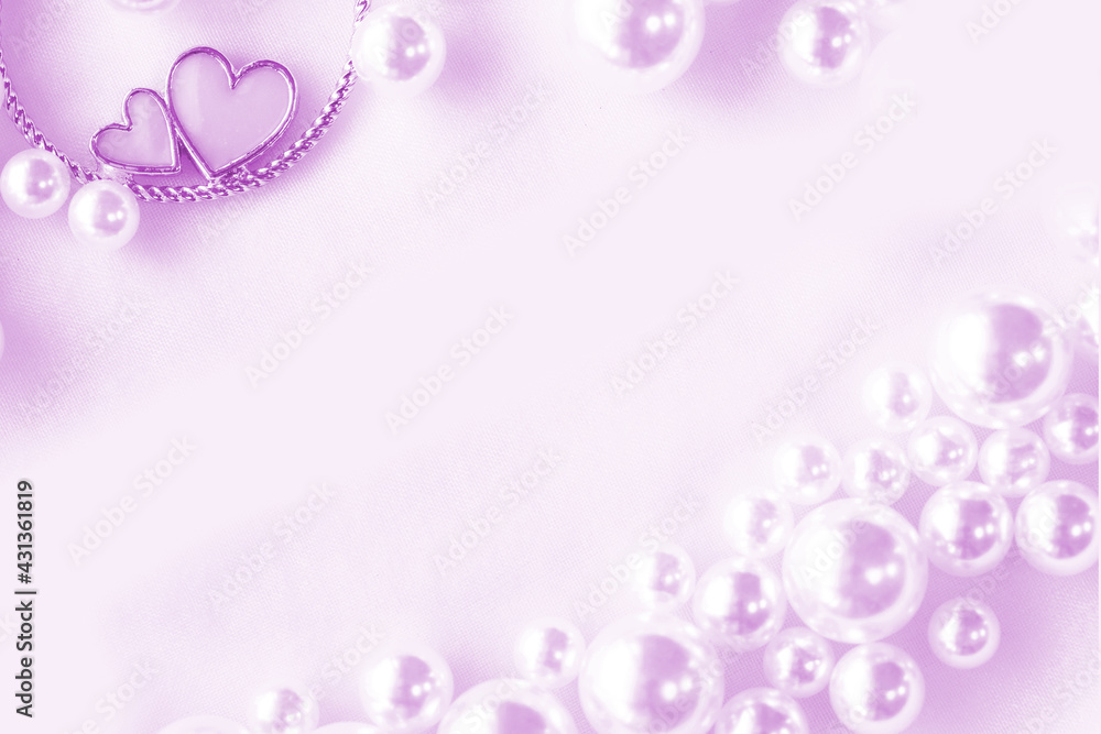 ハートと真珠のフレーム(紫）