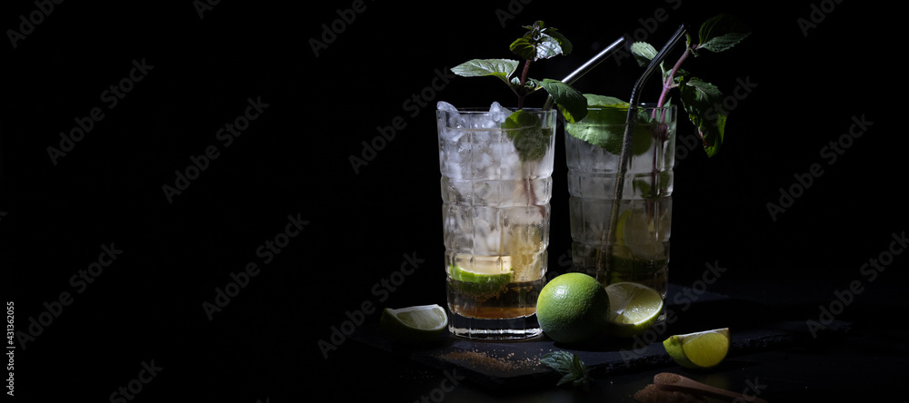 Caipirinha on a black background