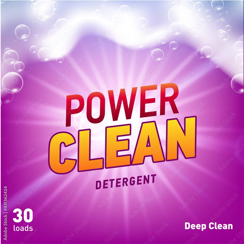 Detergent package design template with lens flare and realistic soap foam. Detergent package design template with lens flare and realistic soap foam.
