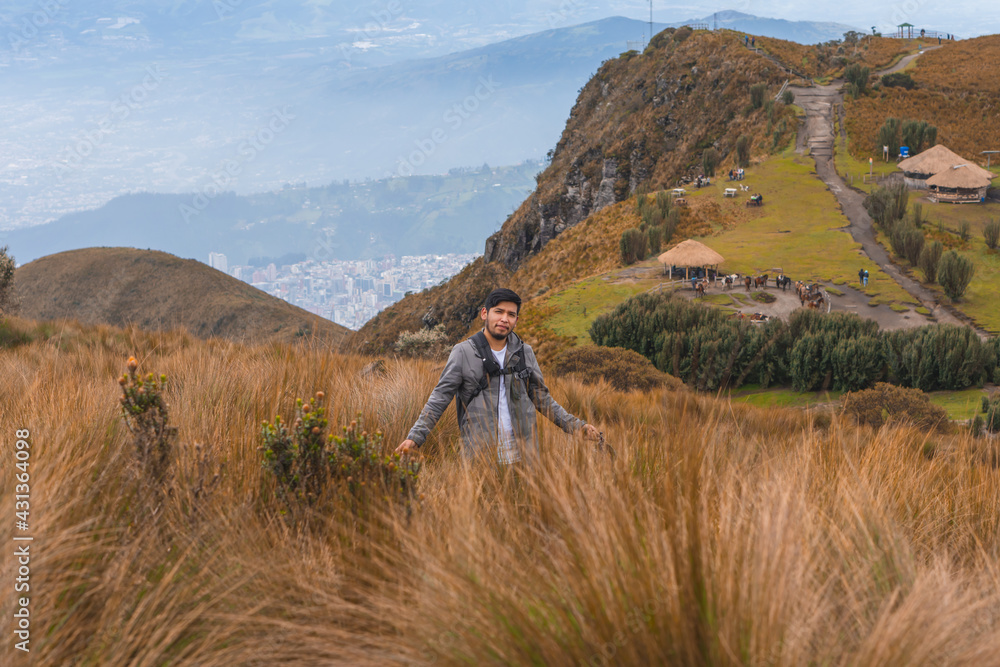 Young man enjoying the outdoors in the mountains. Young man enjoying the outdoors in the mountains.