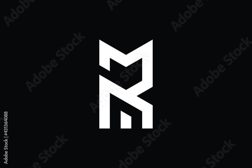 RM logo letter design on luxury background. MR logo monogram initials letter concept. RM icon logo design. MR elegant and Professional letter icon design on black background. M R RM MR