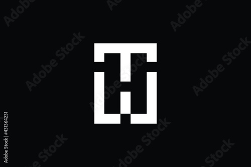 TH logo letter design on luxury background. HT logo monogram initials letter concept. TH icon logo design. HT elegant and Professional letter icon design on black background. T H TH HT