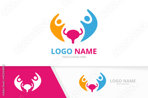 Vector bladder and team logo combination. Urinary tract logotype design template.