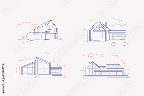 vector modern barn house architecture

