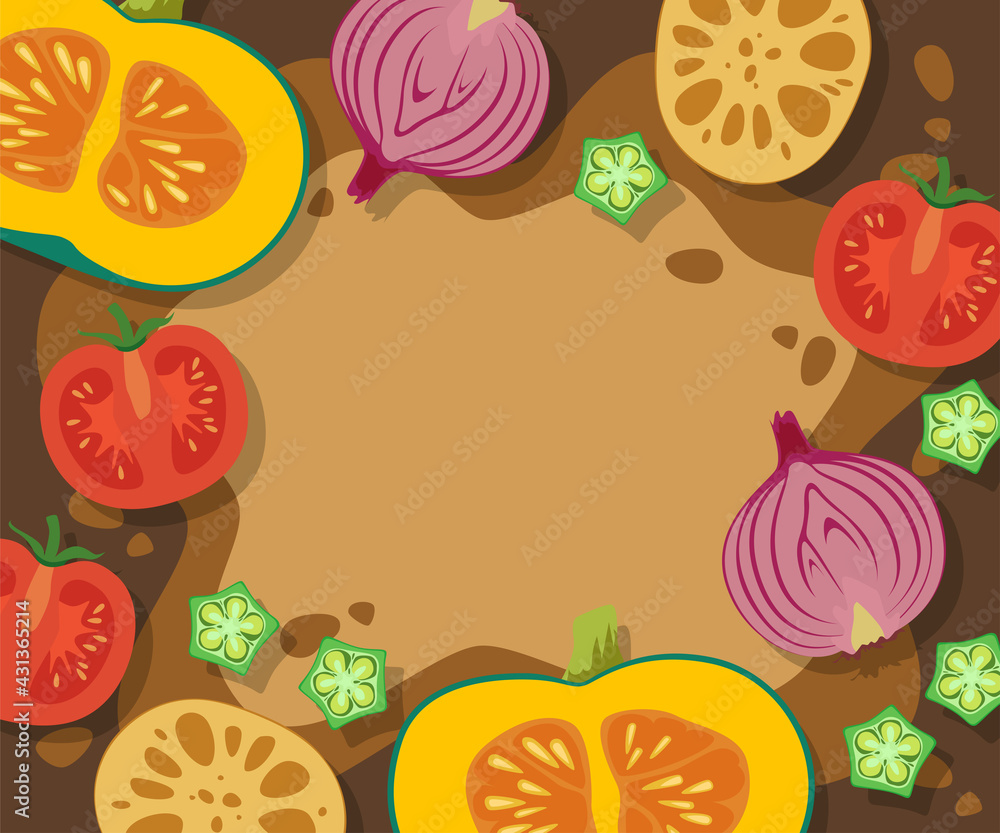 野菜の断面のフレームイラスト素材 Stock Vector Adobe Stock