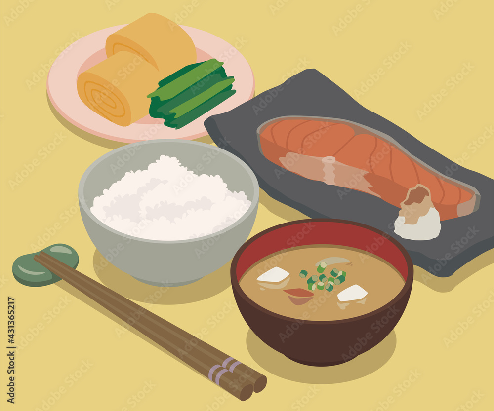 日本の豪華な朝食のアイソメトリックイラスト素材 Stock Vector Adobe Stock