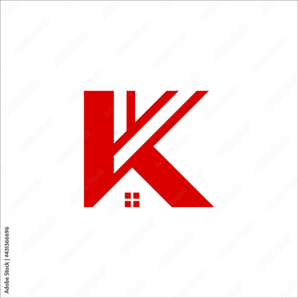 letter K with home logo design vector letter K with home logo design vector